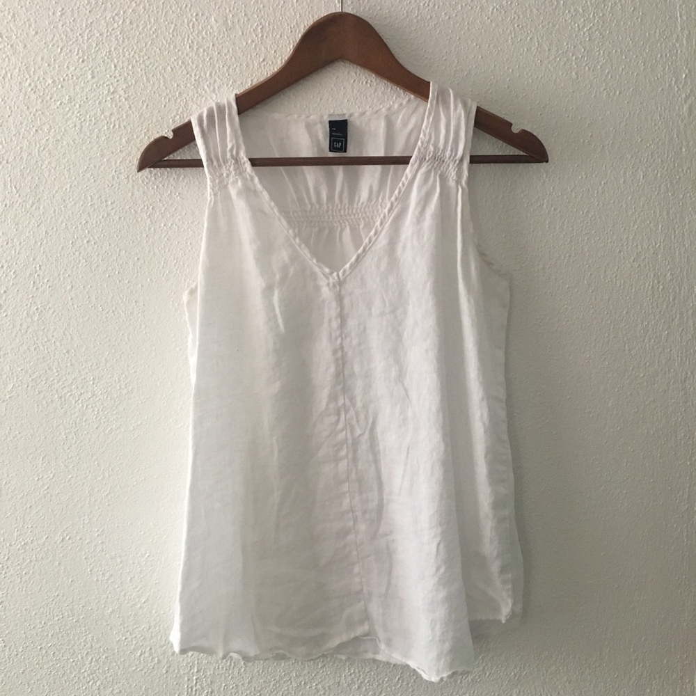 Gap white linen pullover blouse